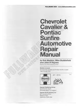 Comprehensive Guide to Chevrolet Cavalier & Pontiac Sunfire (1995-2001) - Haynes Service Manual Preview image 2
