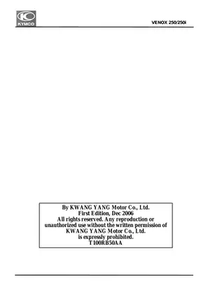 KYMCO VENOX 250 Service Manual - Complete Guide and Troubleshooting Preview image 3