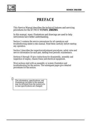 KYMCO VENOX 250 Service Manual - Complete Guide and Troubleshooting Preview image 4