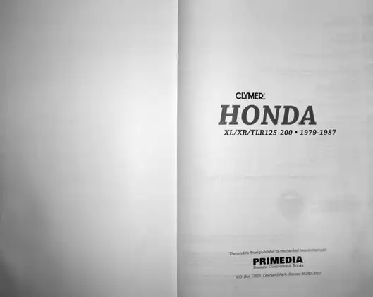 1979-1987 Honda XL125, XL200, XL200R, XR125, XR200, XR200R, TLR125, TLR200, TLR200R repair manual