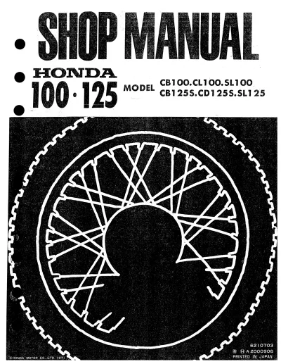 Preview: Honda CB100, CL100, SL100, CB125S, CD125S, SL125 1971–1985 Service Manual (P/N 6210703)