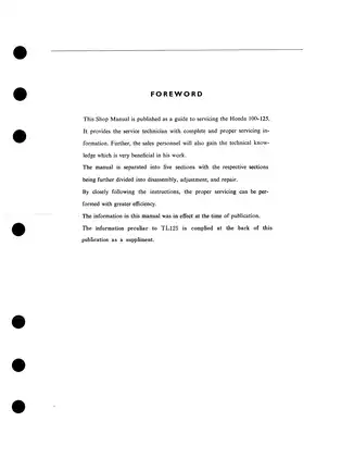 Comprehensive Service Manual for Honda Motorcycle Models CB100, SL100, CD125S, and SL125 (Year: Various) Preview image 2