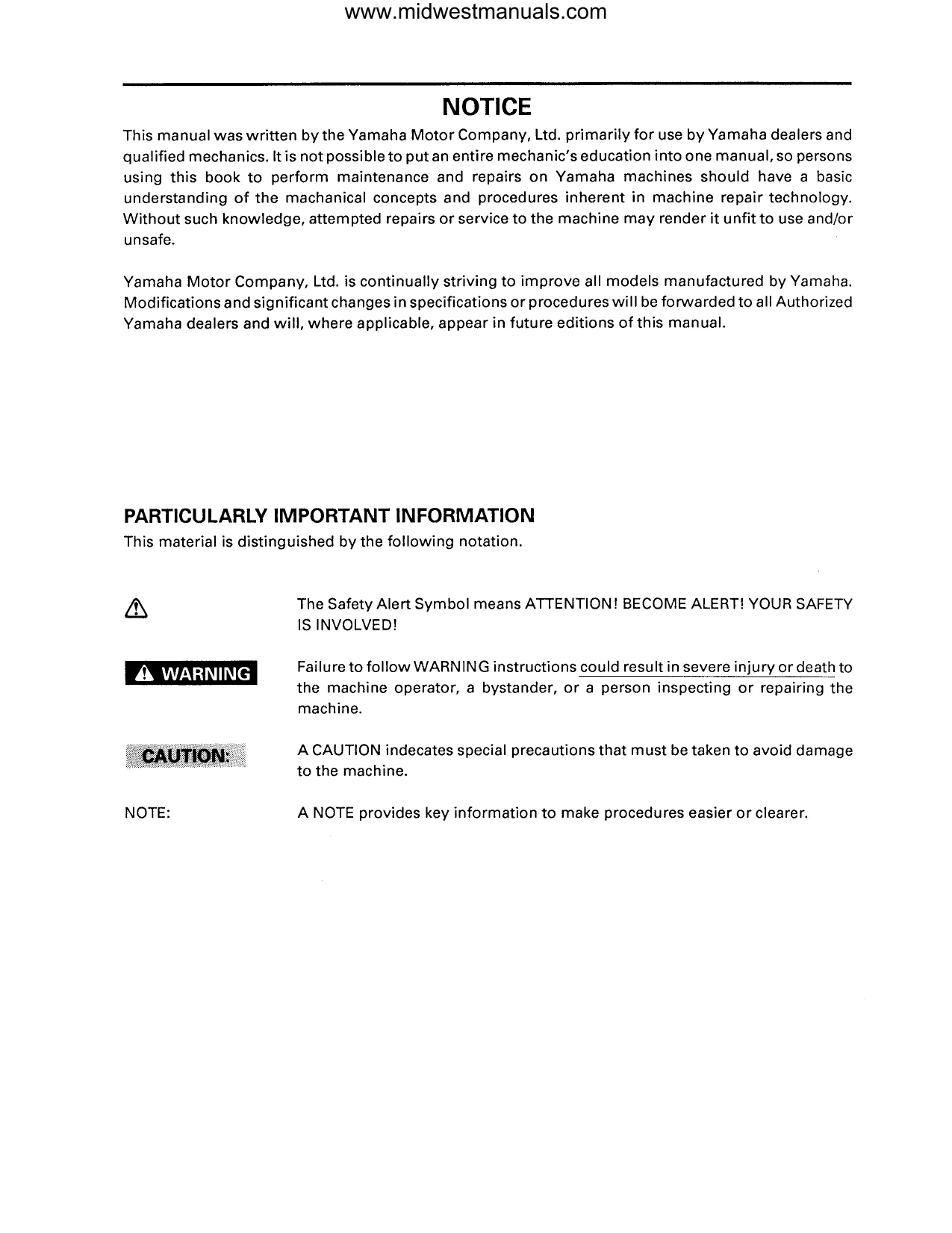 Yamaha Timberwolf 2x4 Service Manual (1992-1998) Preview image 2