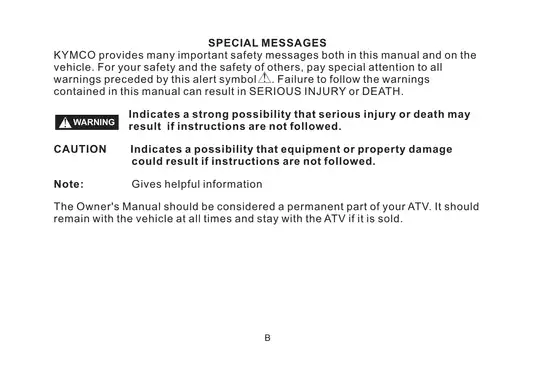 KYMCO MXU 500 Owner's Manual & Service Guide (2006) Preview image 4