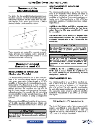 2006 Arctic Cat snowmobile Bearcat, Crossfire, F1000, F8, F5, F570, M1000, M8, Sno Pro, TZ1, T500, T570, Z1 manual Preview image 4