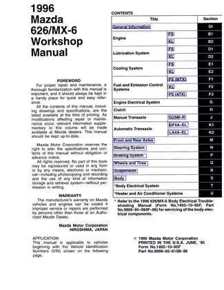 1992-1997 Mazda 626, MX-6 repair and service manual Preview image 3