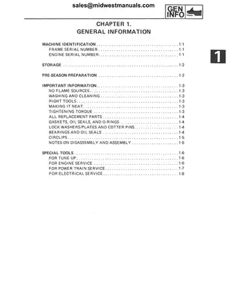 1987-1990 Yamaha Exciter 570 snowmobile service manual Preview image 3