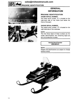 Yamaha Exciter 570 Series Snowmobile Service Manual (1987-1990) Preview image 4