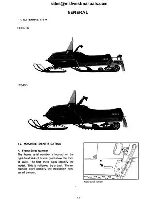 1983-1988 Yamaha Enticer 340, Excel III 340 snowmobile factory repair manual Preview image 4