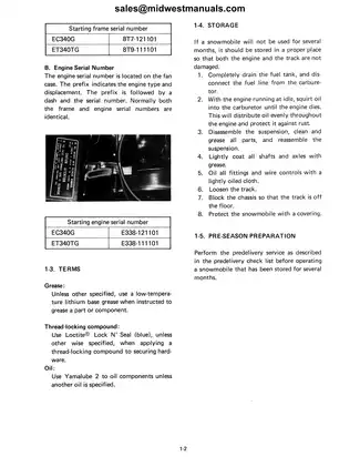 1983-1988 Yamaha Enticer 340, Excel III 340 snowmobile factory repair manual Preview image 5