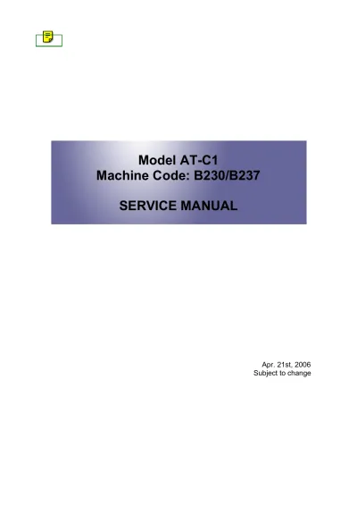 Ricoh B230 / B237 Service Manual OEM 2006