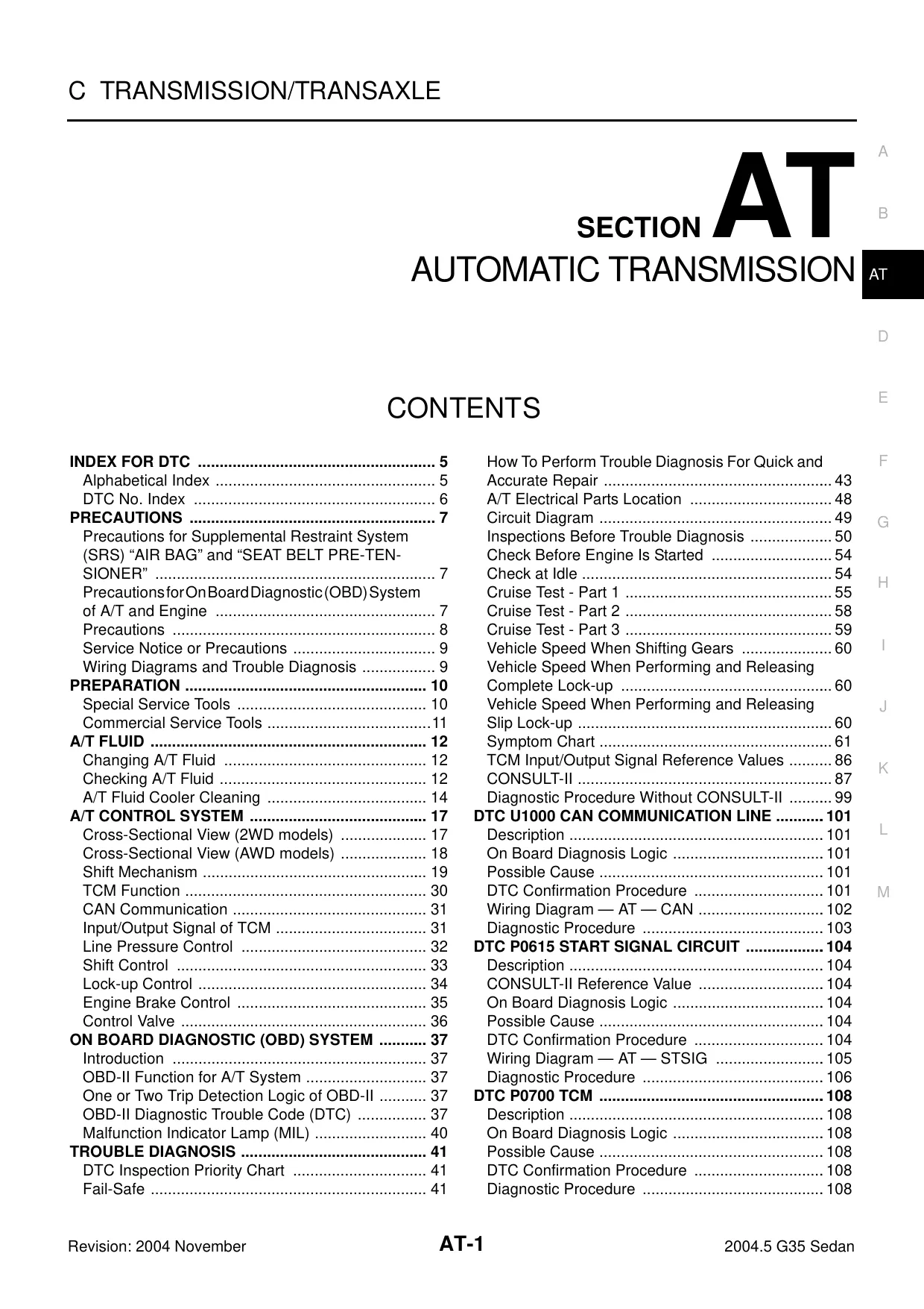 2004 Infiniti G35 Sedan repair and service manual