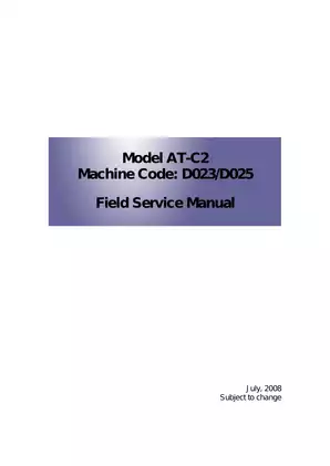 Ricoh Aficio MP C2800, Aficio MP C3300 field service manual