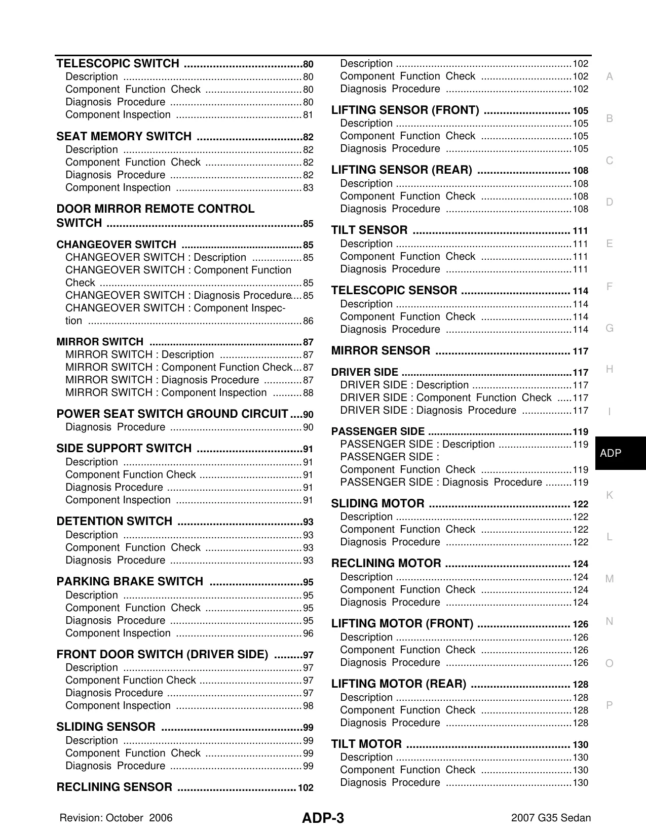 2007 Infiniti G35 Sedan Automatic Drive Positioner manual Preview image 3