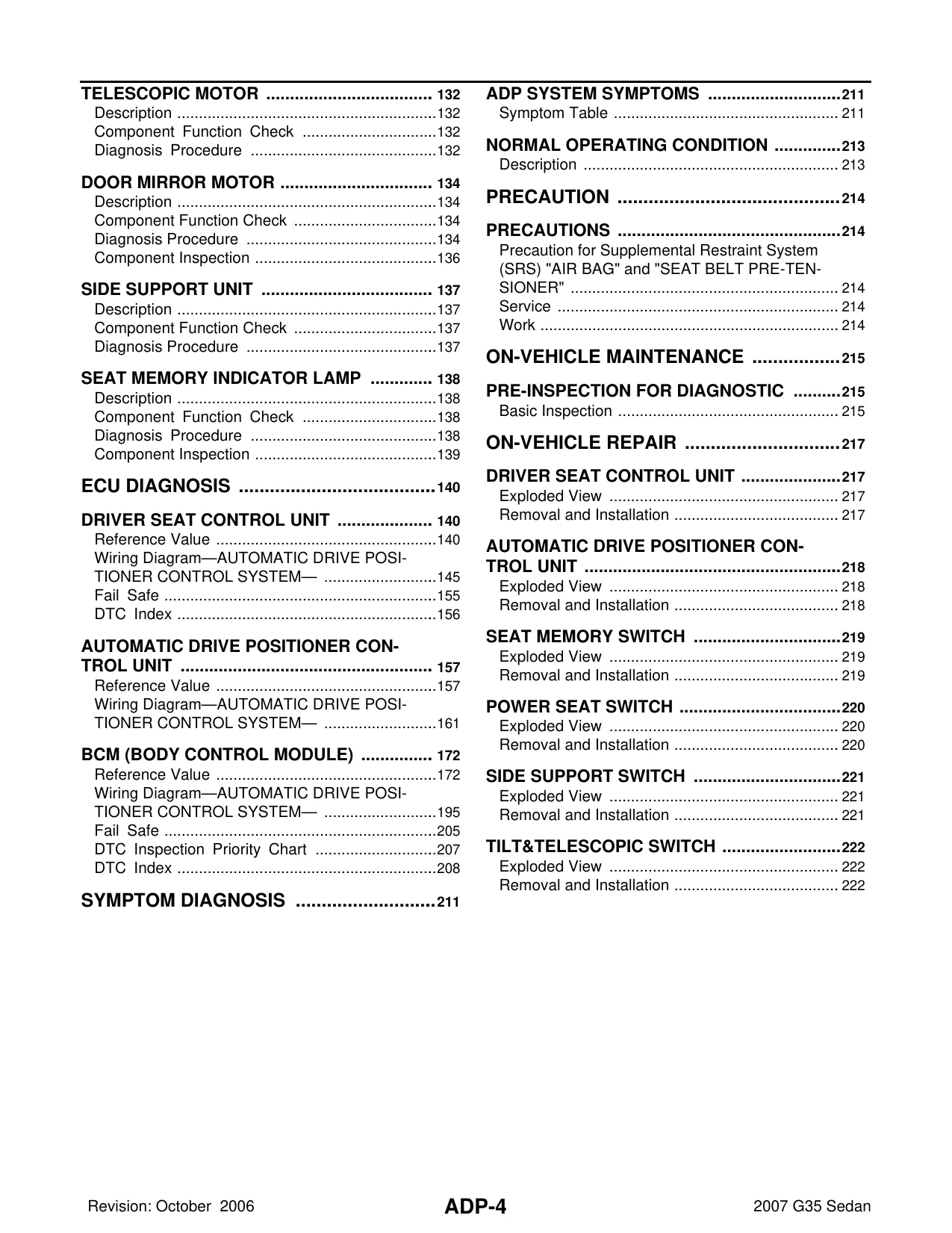 2007 Infiniti G35 Sedan Automatic Drive Positioner manual Preview image 4