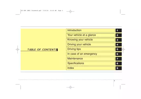 2006 Kia Spectra owners manual Preview image 3