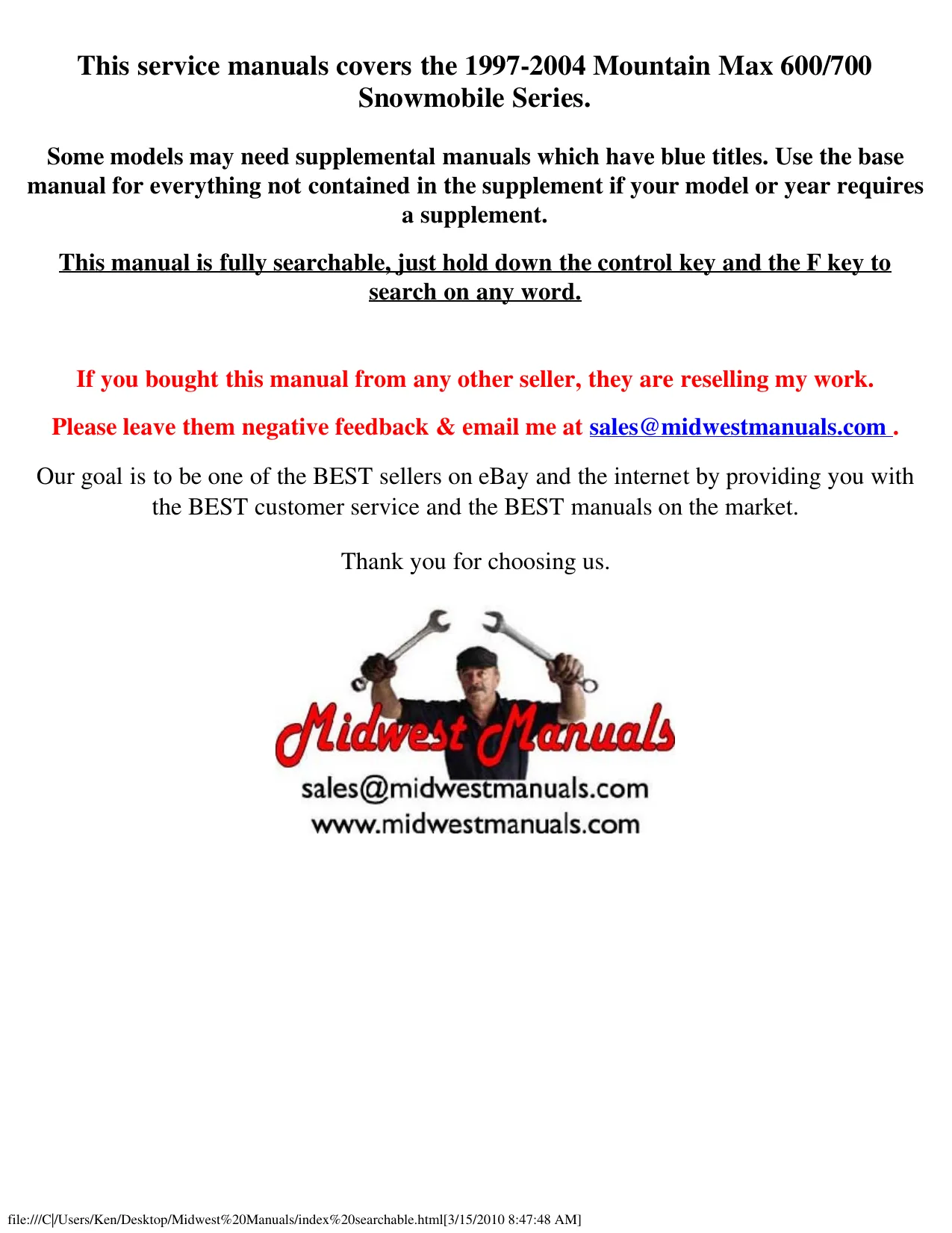 Yamaha Mountain Max Snowmobile Service Manual (1997-2004) - Expert Repair Guide
