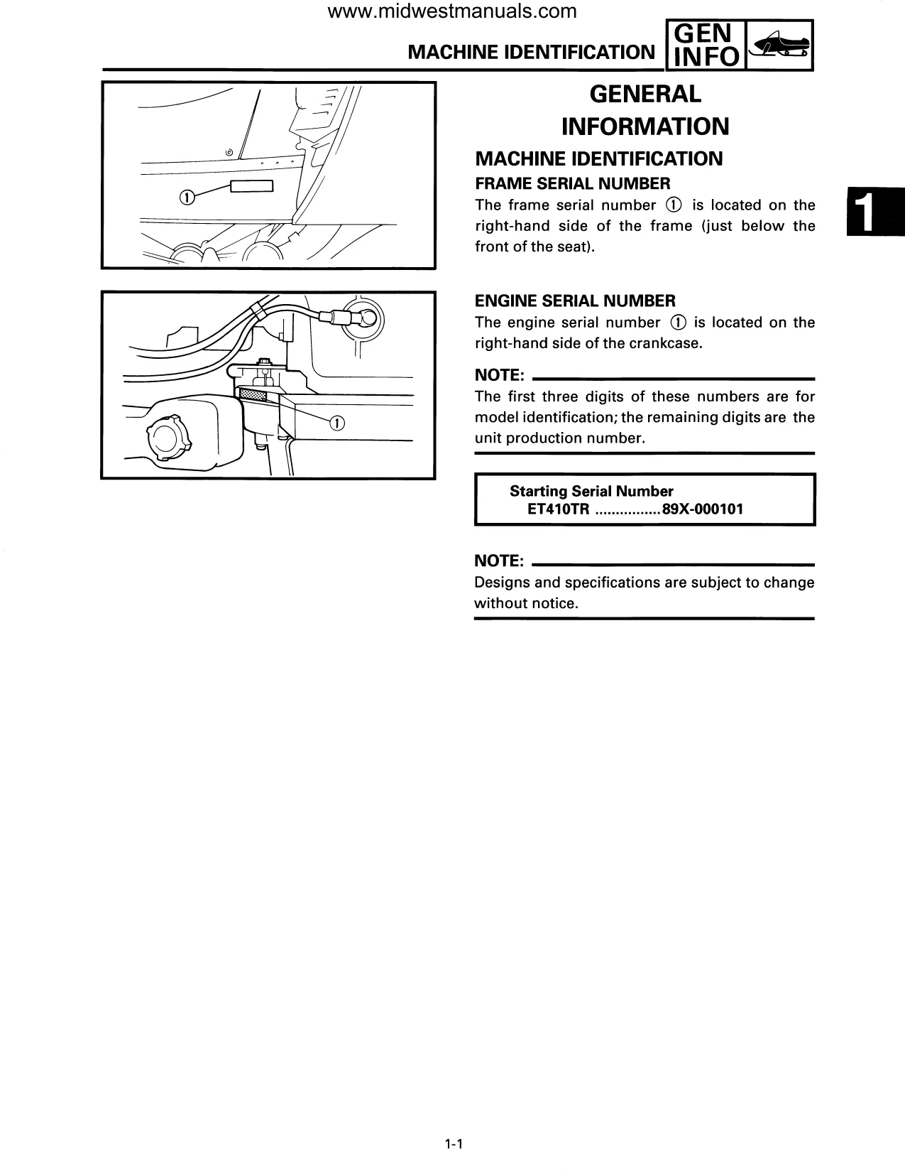 1992-1995 Yamaha Enticer II 410 Snowmobile Service Manual Preview image 5