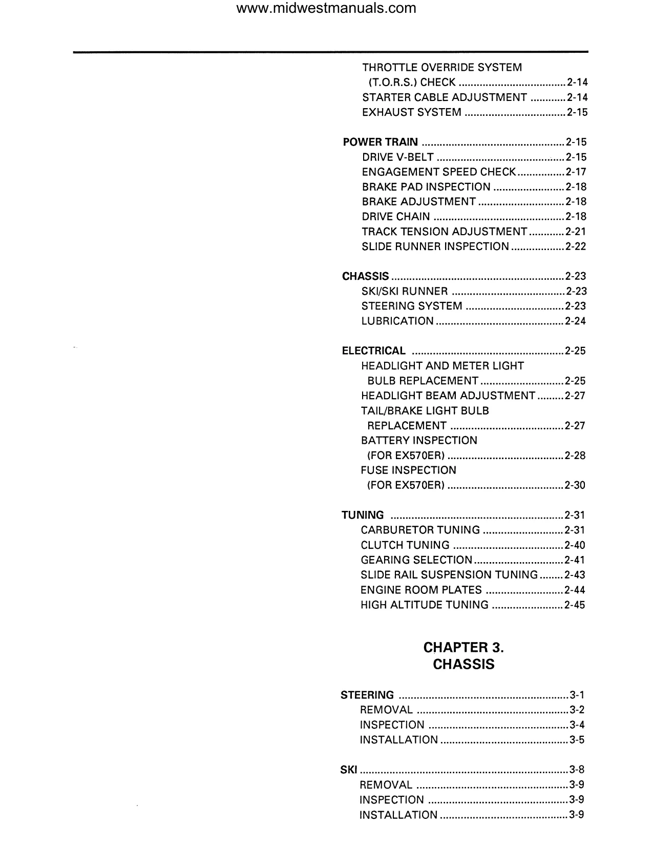 1991-1993 Yamaha Enticer II 570 Snowmobile Service Manual Preview image 5