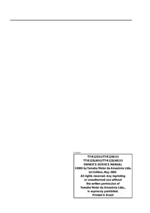 Yamaha TT-R125 Owner’s Service Manual (2005 Edition) - Comprehensive Maintenance and Repair Guide Preview image 2