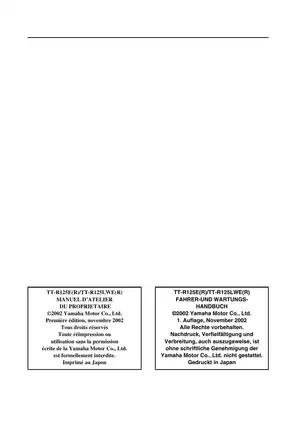 Yamaha TT-R125E/R Owner’s Service Manual | Comprehensive Guide for 2002 Models Preview image 3