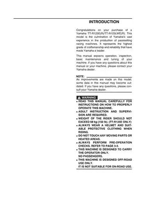 Yamaha TT-R125E/R Owner’s Service Manual | Comprehensive Guide for 2002 Models Preview image 4