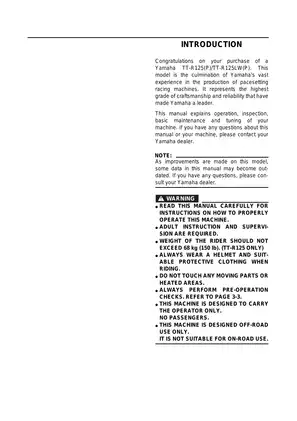 Yamaha TT-R125 Owner's Service Manual - Comprehensive Guide (2001) Preview image 4