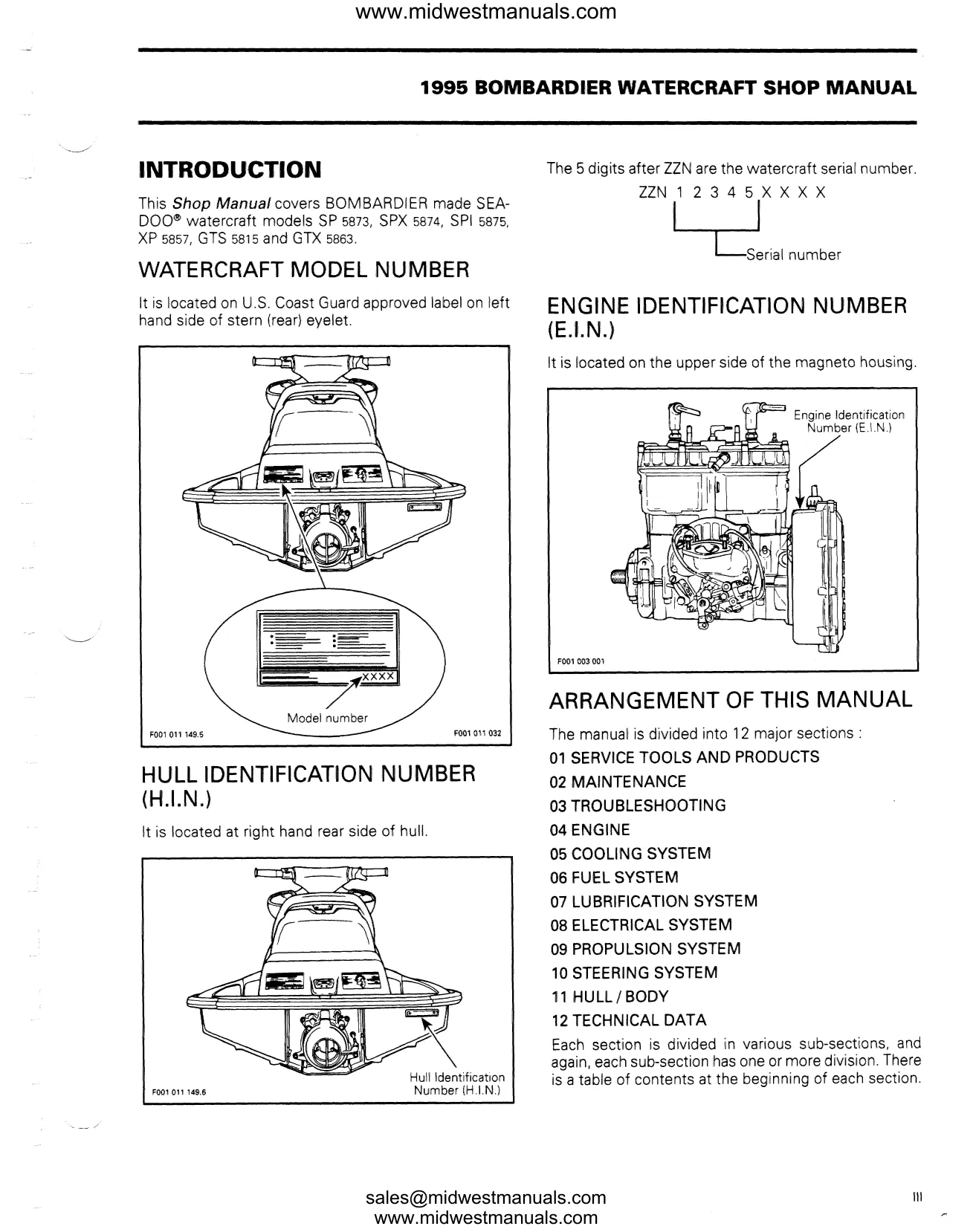 1995 Sea-Doo Service Manual - Comprehensive Guide for SP, SPX, and GTX Models Preview image 4