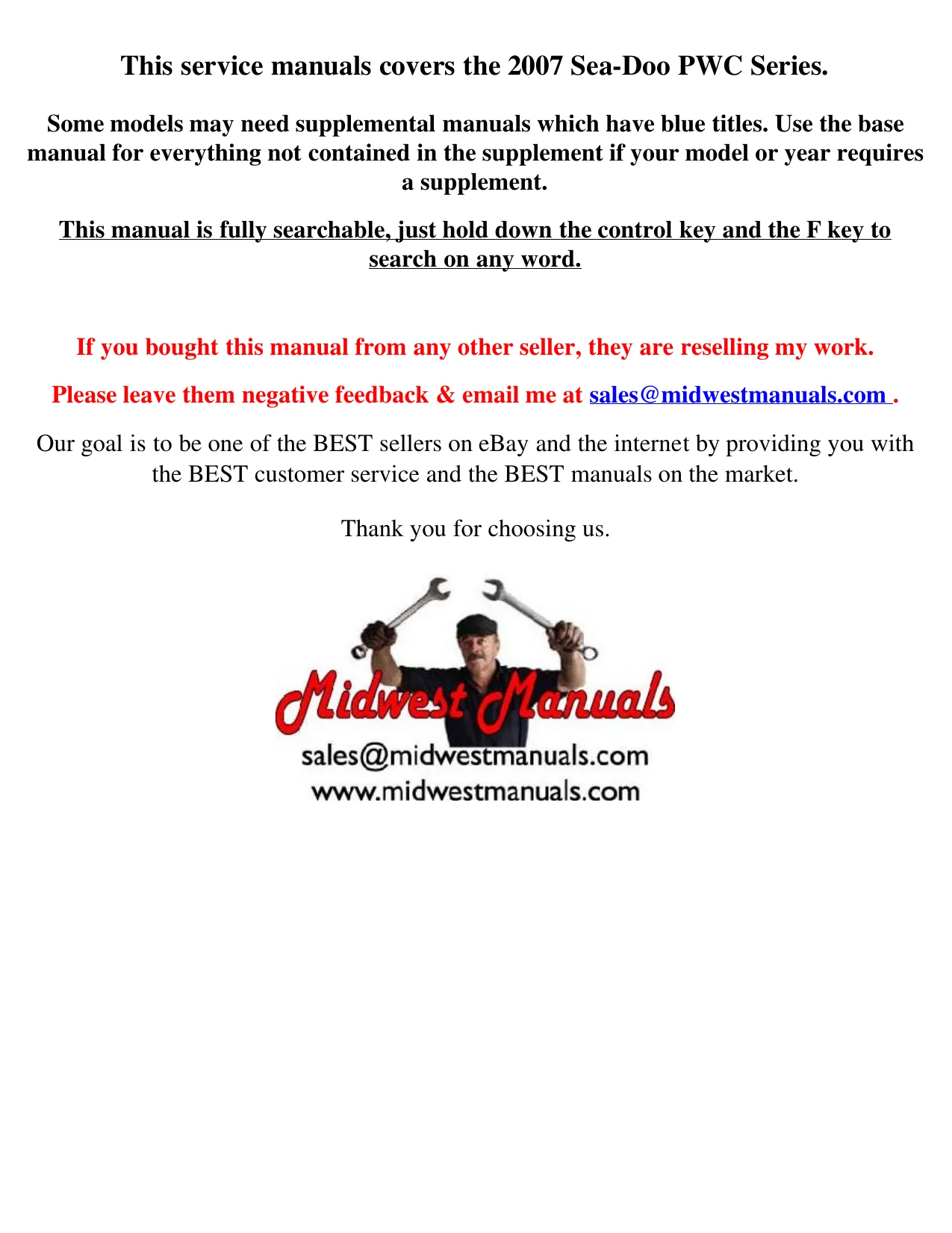2007 Sea-Doo PWC Service Manual