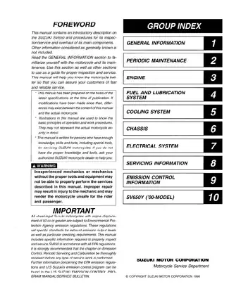 1999-2002 Suzuki SV650 service manual Preview image 2