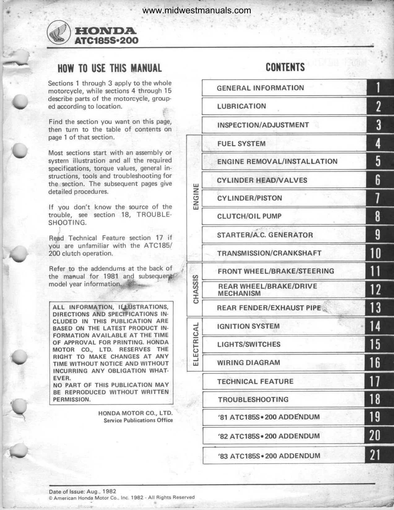 1980-1983 Honda ATC 185/185S/200 Service Manual and Repair Guide Preview image 2