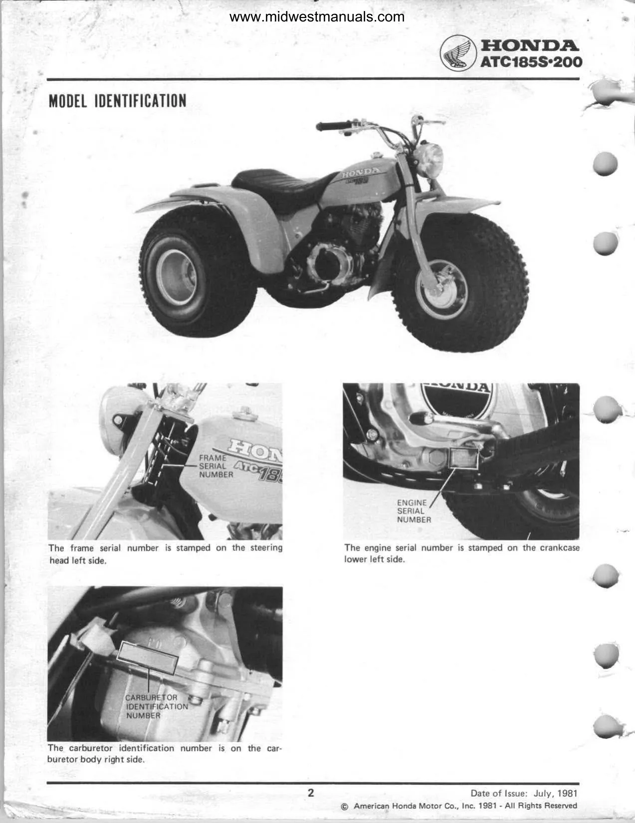 1980-1983 Honda ATC 185/185S/200 Service Manual and Repair Guide Preview image 3