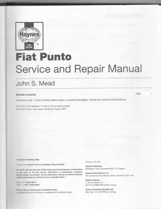 1999-2003 Fiat Punto service manual Preview image 3