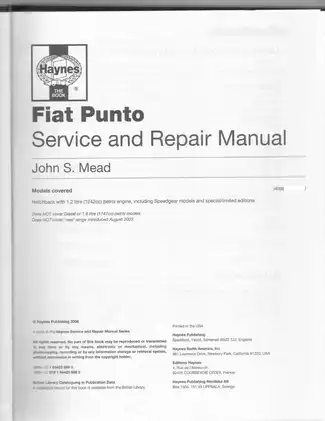 Fiat Punto Service and Repair Manual (1999-2003) - Comprehensive Guide Preview image 3