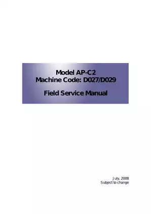 Ricoh Aficio MP C4000, MP C5000 Field service manual Preview image 1