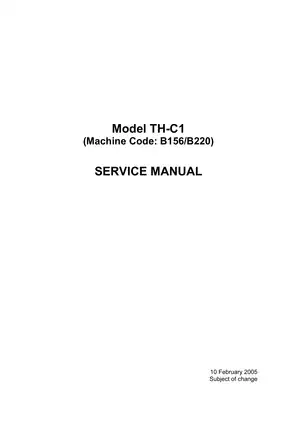 Comprehensive Service Manual for Model TH-C1 - Troubleshooting and Maintenance