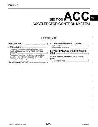 2010 Nissan Maxima ACC Accelerator Control System manual