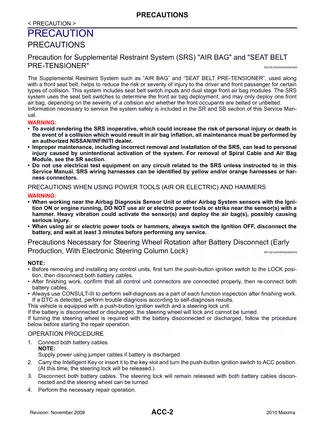 2010 Nissan Maxima ACC Accelerator Control System manual Preview image 2