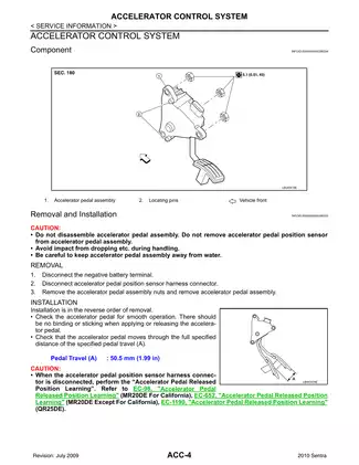 2010 Nissan Sentra ACC Accelerator Control System manual Preview image 4