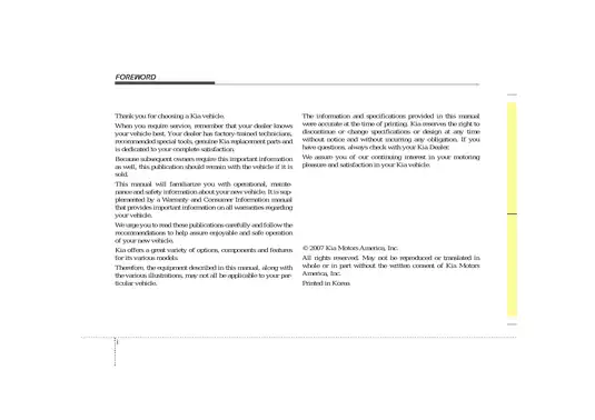 Kia Owners Manual (2007) - Complete Maintenance & Operation Guide Preview image 3