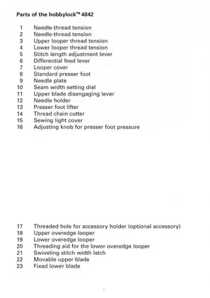 Pfaff hobbylock 4842 sewing machine Instruction manual Preview image 2