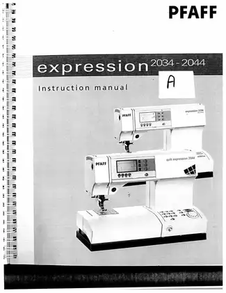 Pfaff expression 2034, 2036, 2038,  2040, 2042, 2044 instruction manual Preview image 1