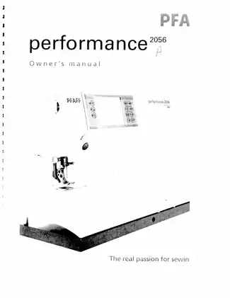Pfaff Performance 2056 Sewing Machine Owner's Manual