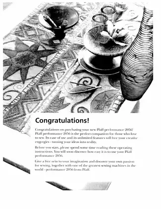 Pfaff performance 2056 sewing machine owner´s manual Preview image 3
