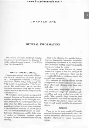 1965-1978 Johnson Evinrude 1.5 hp, 3.0 hp, 4.0 hp, 5.0 hp, 5.5 hp, 6.0 hp, 7.5 hp, 9.5 hp, 10 hp, 15 hp, 18 hp, 20 hp, 25 hp, 28 hp, 30 hp, 33 hp, 35 hp outboard service repair handbook Preview image 3