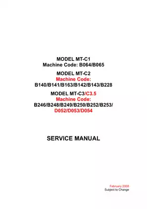 Ricoh MP161 series Aficio MP5500, Aficio MP6500, Aficio MP7500 service manual