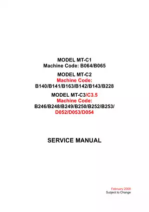 Comprehensive Service Manual for B064/B140/B246 Series Copiers