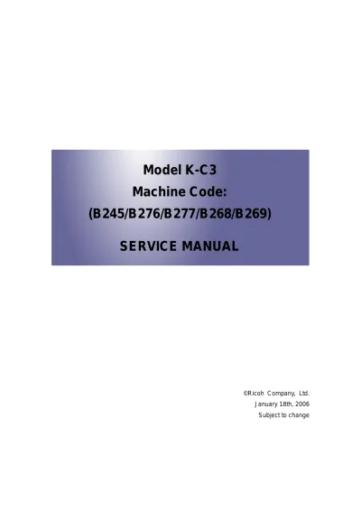 Ricoh B245/B276/B277/B268/B269 Printer Service Manual (OEM)