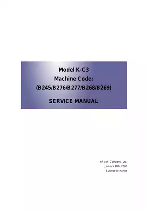 2000 Ricoh Aficio MP 1500, Aficio MP 1600, Aficio MP service manual