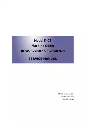 Ricoh B245/B276/B277/B268/B269 Service Manual - Complete Guide for Technicians